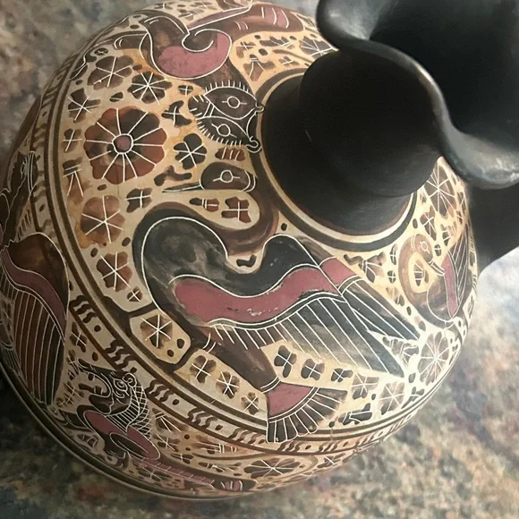 Handcrafted Ceramic Pitcher with Intricate Design - Picture 5 of 10